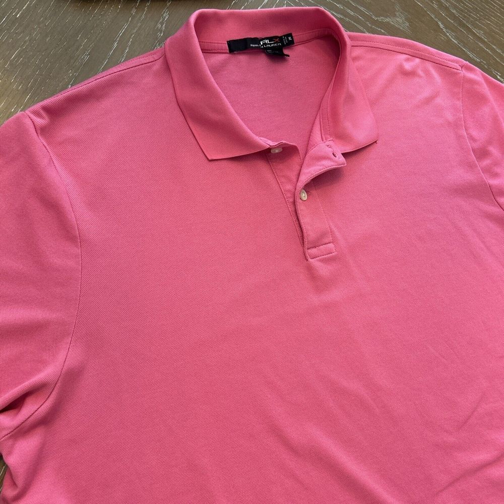 RLX Ralph Lauren XL Cotton Blend PINK Short Sleeve Polo Shirt Mens EXCELLENT